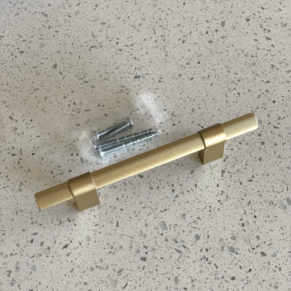 European Brushed Brass Gold Textured Cabinet Handle Pull with Hardware